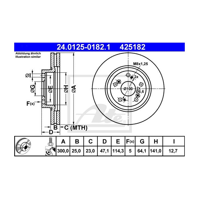 ATE Bremsscheibe 24.0125-0182.1