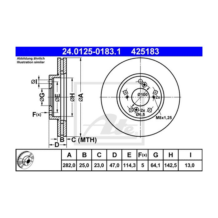ATE Bremsscheibe 24.0125-0183.1