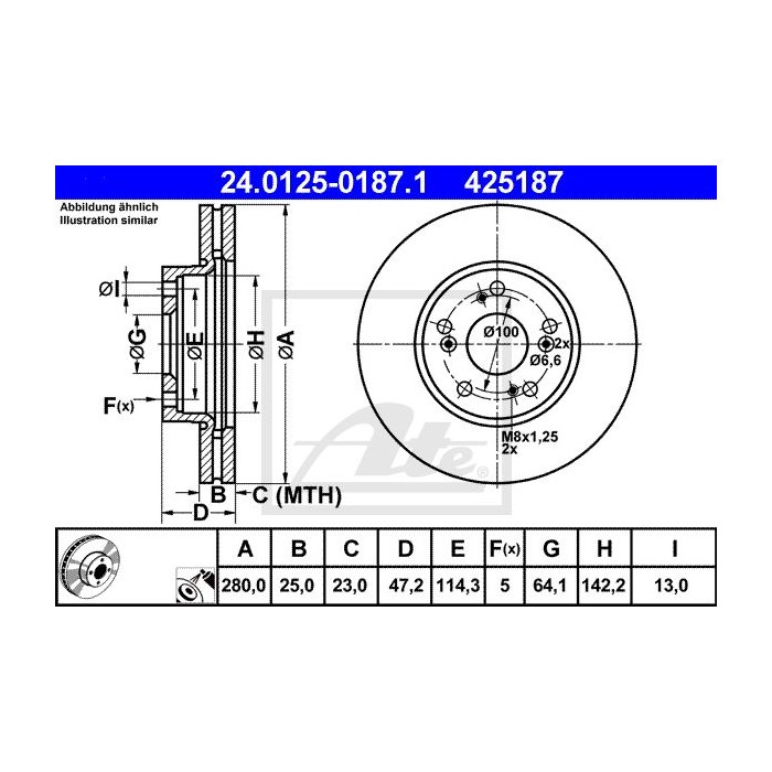 ATE Bremsscheibe 24.0125-0187.1