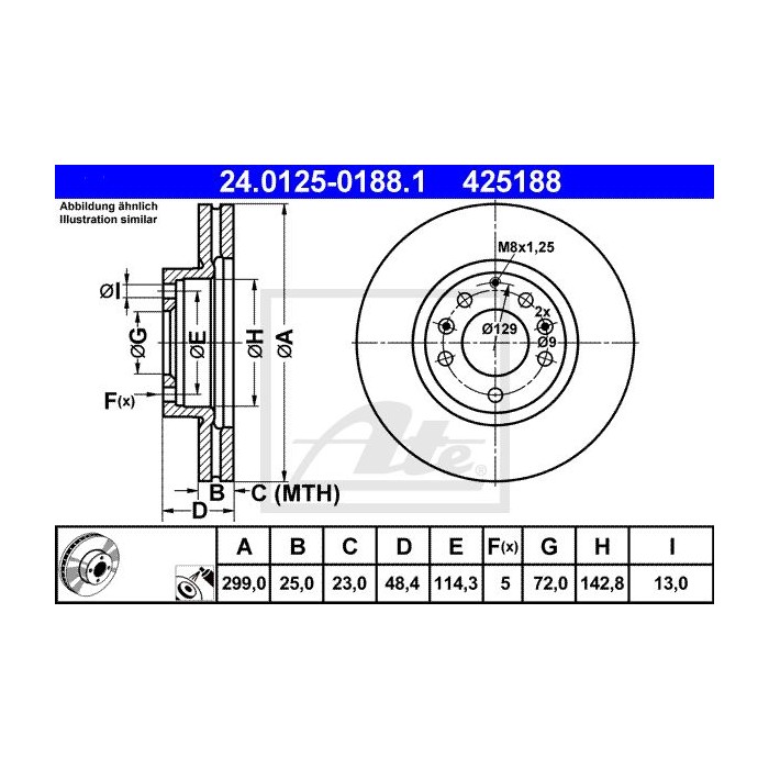 ATE Bremsscheibe 24.0125-0188.1