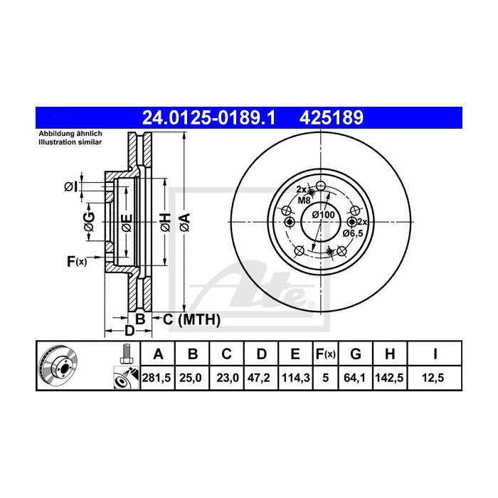 ATE Bremsscheibe 24.0125-0189.1