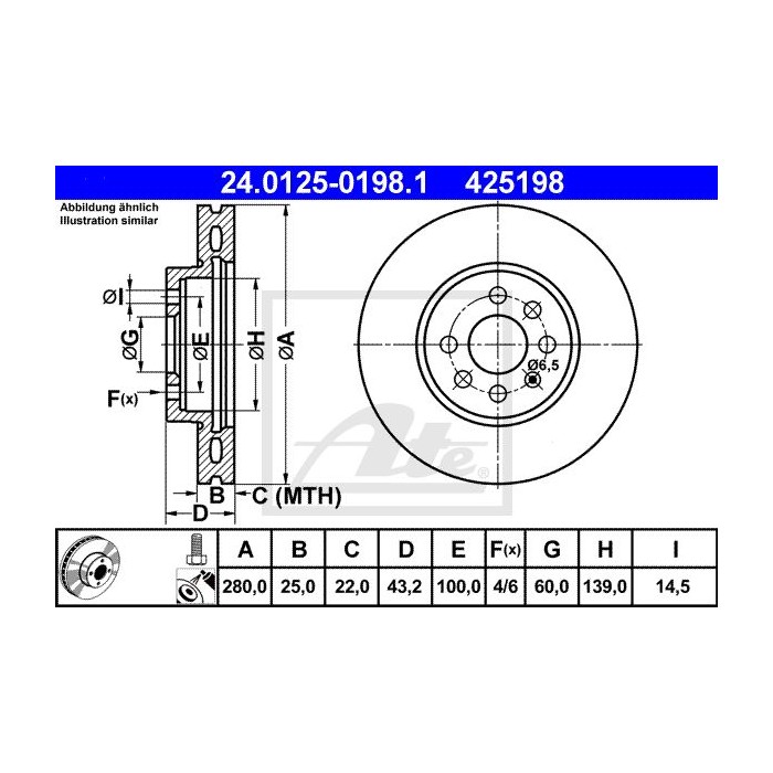 ATE Bremsscheibe 24.0125-0198.1
