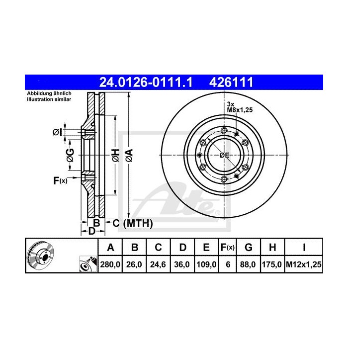 ATE Bremsscheibe 24.0126-0111.1