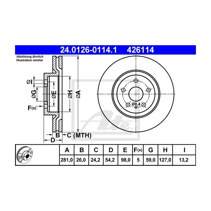 ATE Bremsscheibe 24.0126-0114.1