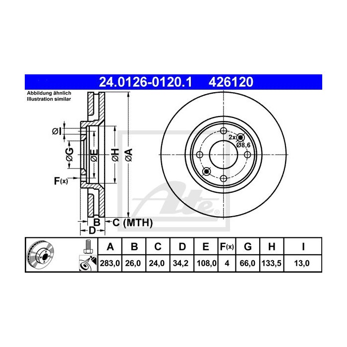 ATE Bremsscheibe 24.0126-0120.1