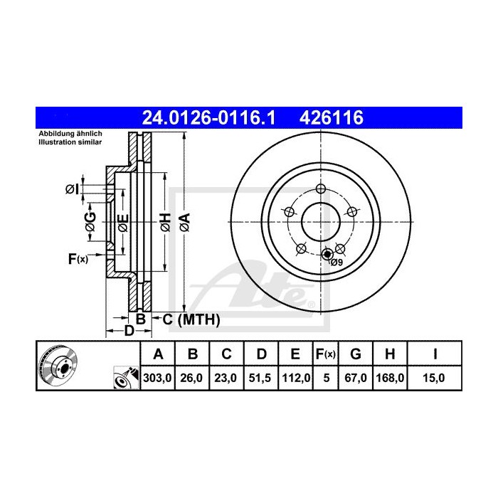 ATE Bremsscheibe 24.0126-0116.1