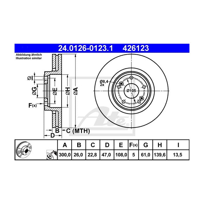 ATE Bremsscheibe 24.0126-0123.1