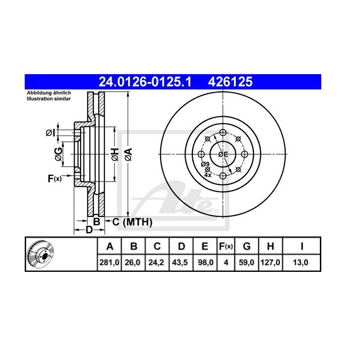ATE Bremsscheibe 24.0126-0125.1