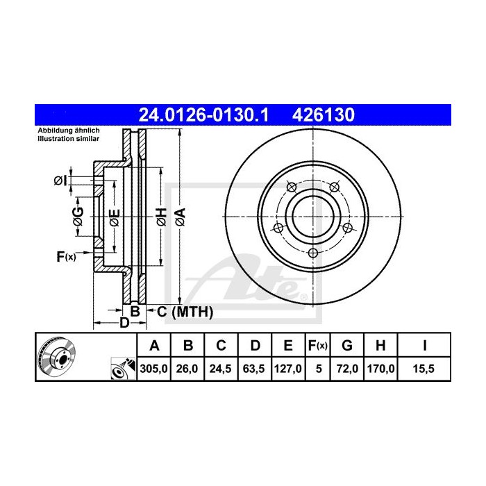 ATE Bremsscheibe 24.0126-0130.1