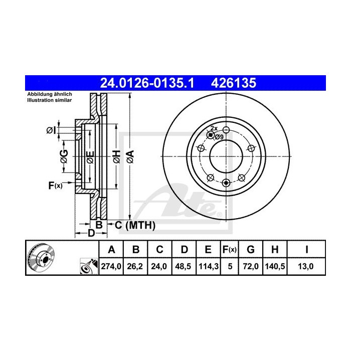 ATE Bremsscheibe 24.0126-0135.1