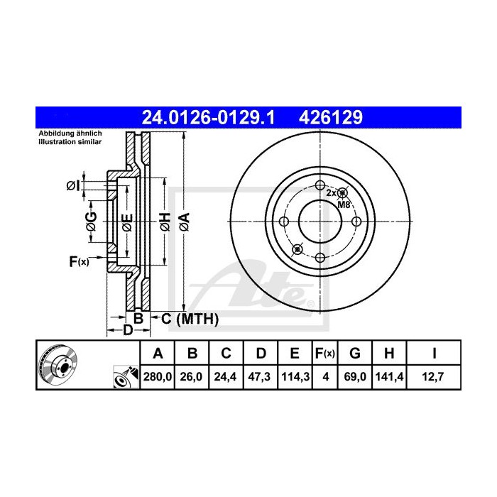 ATE Bremsscheibe 24.0126-0129.1