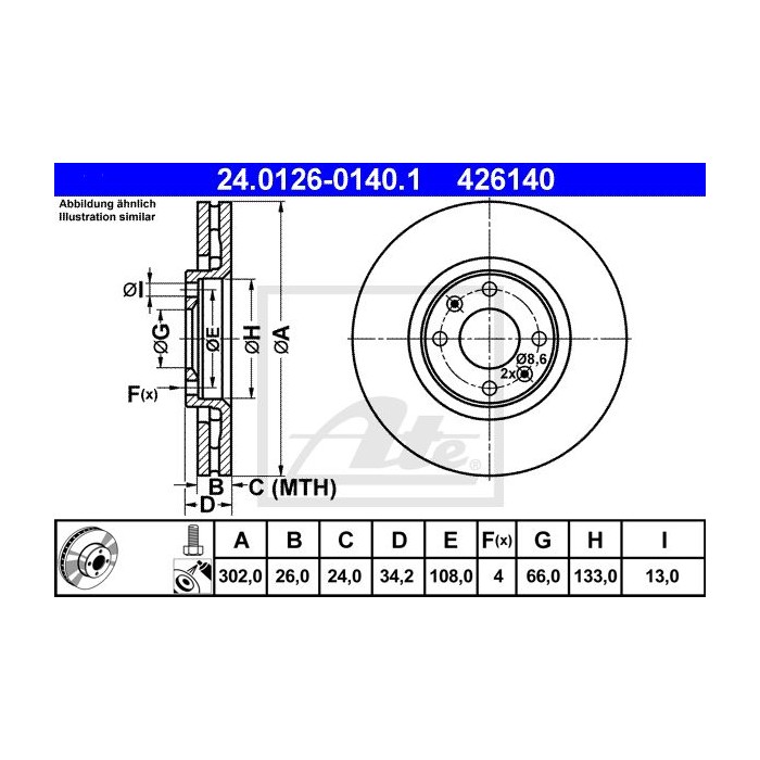 ATE Bremsscheibe 24.0126-0140.1