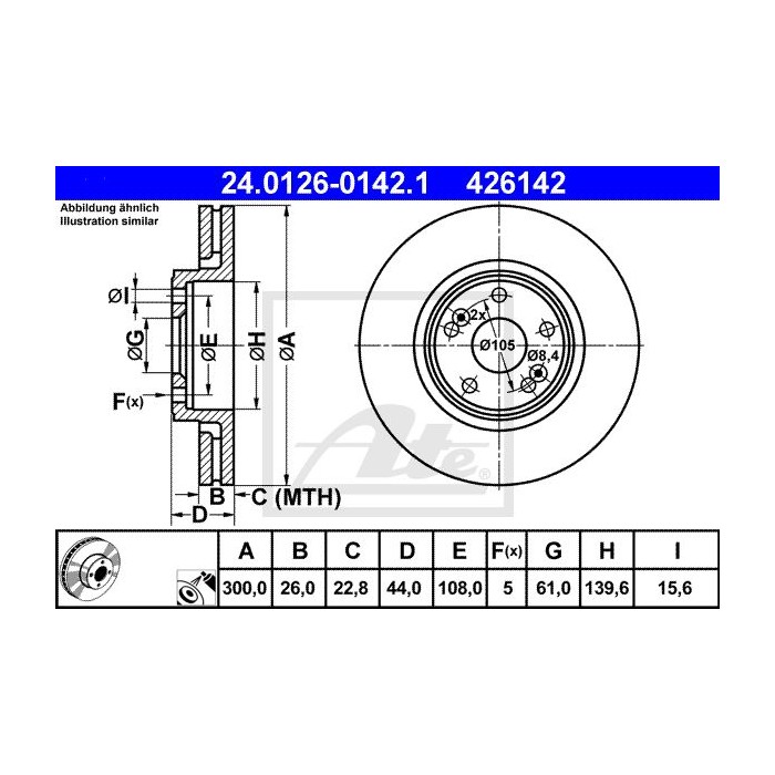 ATE Bremsscheibe 24.0126-0142.1