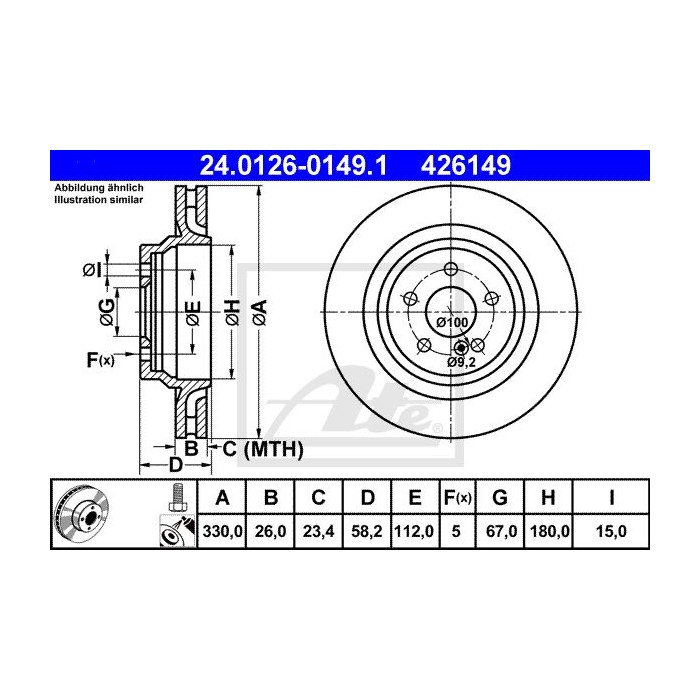 ATE Bremsscheibe 24.0126-0149.1
