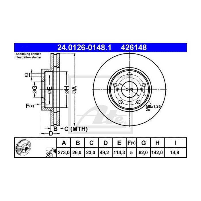 ATE Bremsscheibe 24.0126-0148.1