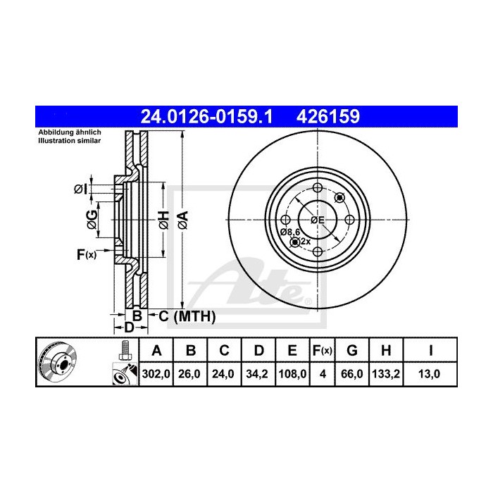 ATE Bremsscheibe 24.0126-0159.1