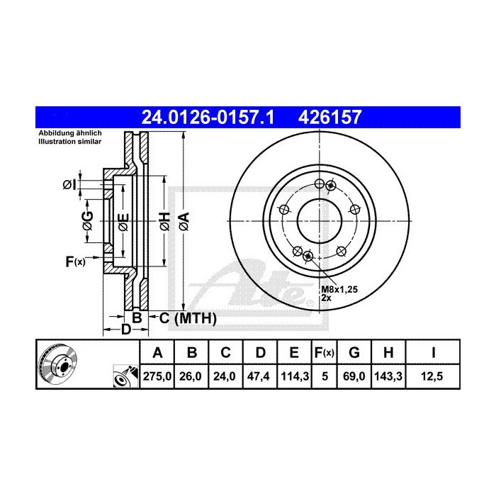 ATE Bremsscheibe 24.0126-0157.1