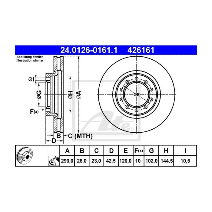 ATE Bremsscheibe 24.0126-0161.1