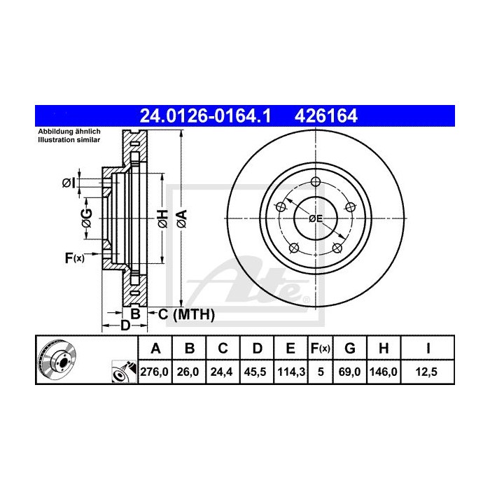 ATE Bremsscheibe 24.0126-0164.1