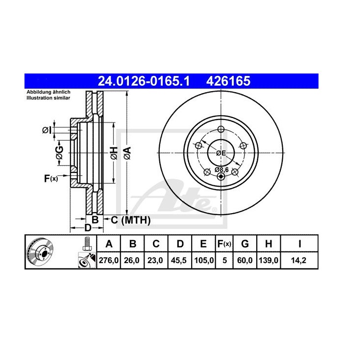 ATE Bremsscheibe 24.0126-0165.1