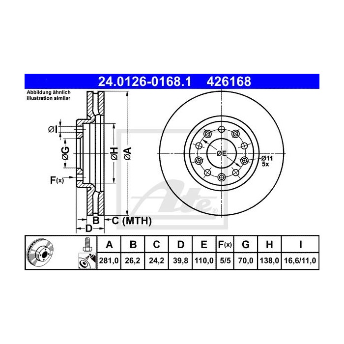 ATE Bremsscheibe 24.0126-0168.1