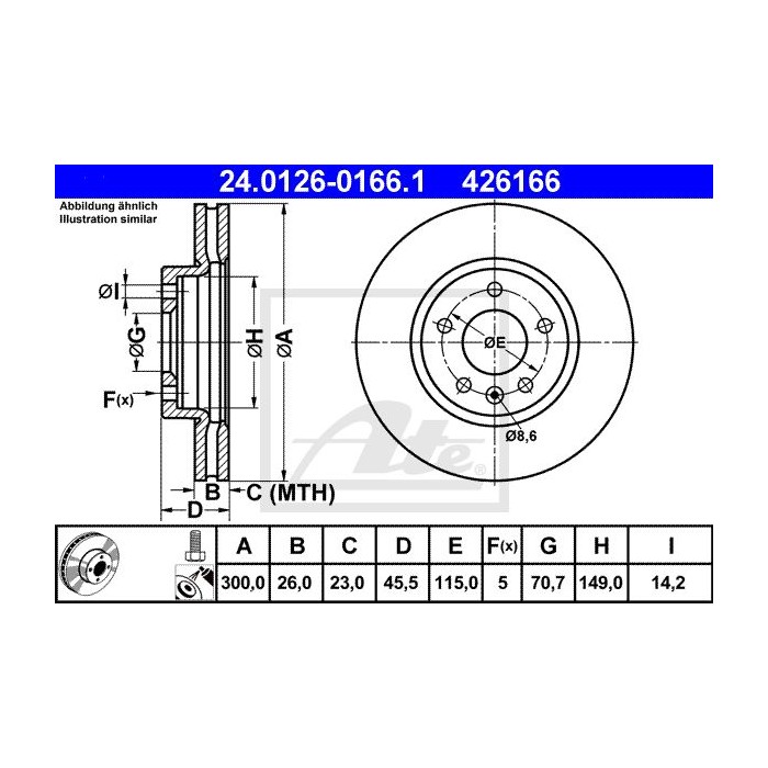 ATE Bremsscheibe 24.0126-0166.1