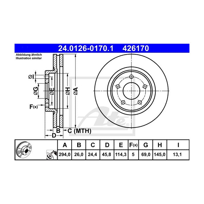ATE Bremsscheibe 24.0126-0170.1