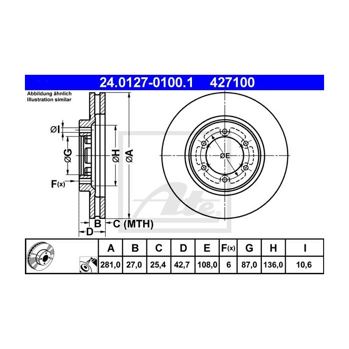 ATE Bremsscheibe 24.0127-0100.1
