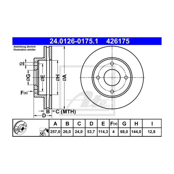 ATE Bremsscheibe 24.0126-0175.1