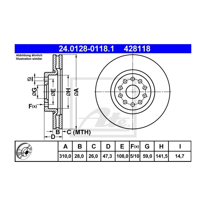 ATE Bremsscheibe 24.0128-0118.1