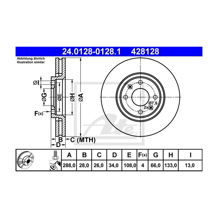 ATE Bremsscheibe 24.0128-0128.1