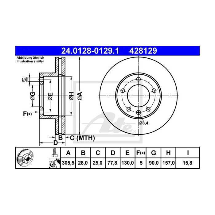 ATE Bremsscheibe 24.0128-0129.1