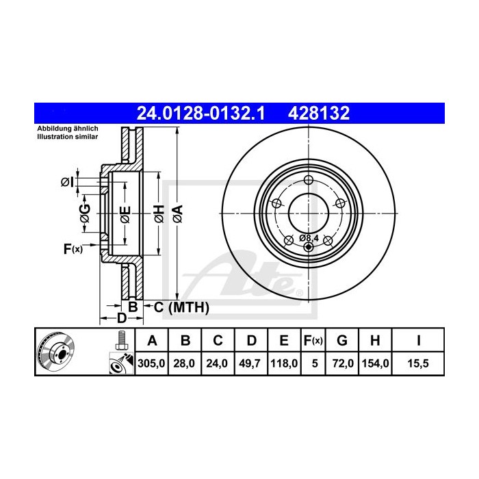 ATE Bremsscheibe 24.0128-0132.1