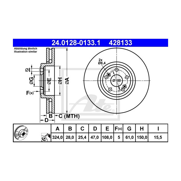 ATE Bremsscheibe 24.0128-0133.1