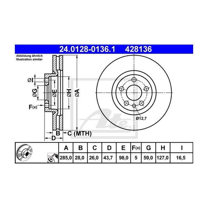 ATE Bremsscheibe 24.0128-0136.1