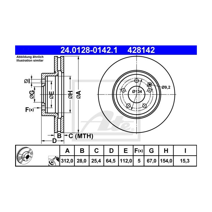 ATE Bremsscheibe 24.0128-0142.1