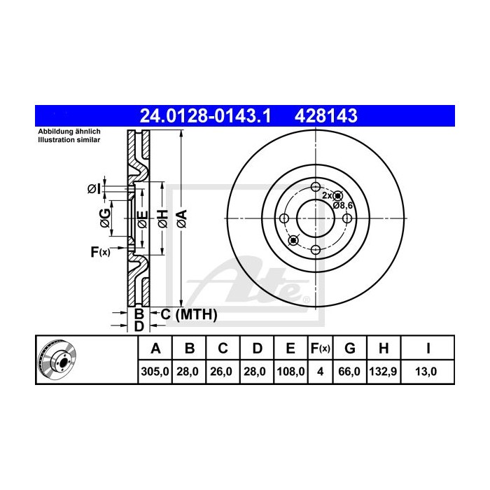 ATE Bremsscheibe 24.0128-0143.1