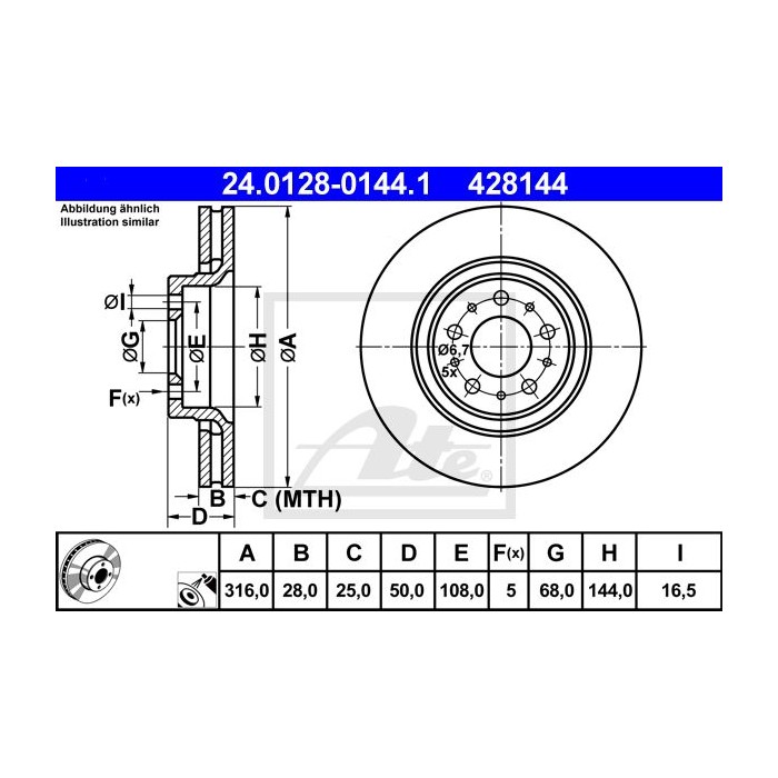 ATE Bremsscheibe 24.0128-0144.1
