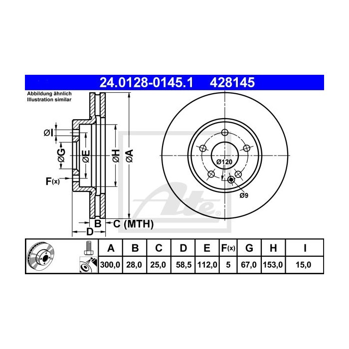 ATE Bremsscheibe 24.0128-0145.1