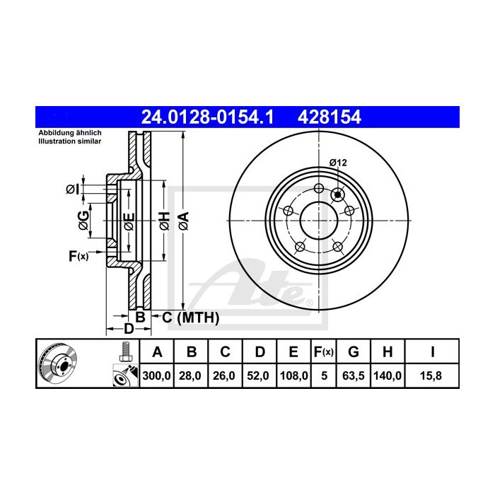 ATE Bremsscheibe 24.0128-0154.1