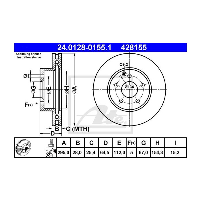 ATE Bremsscheibe 24.0128-0155.1