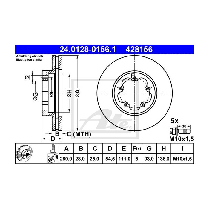 ATE Bremsscheibe 24.0128-0156.1