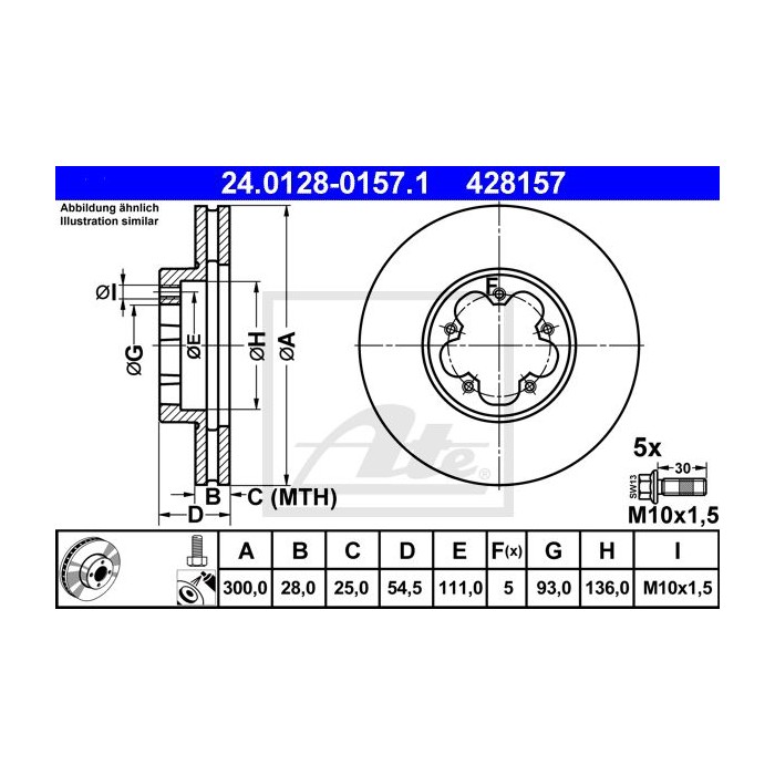 ATE Bremsscheibe 24.0128-0157.1