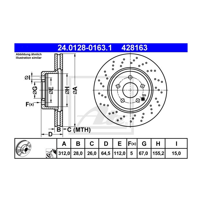 ATE Bremsscheibe 24.0128-0163.1