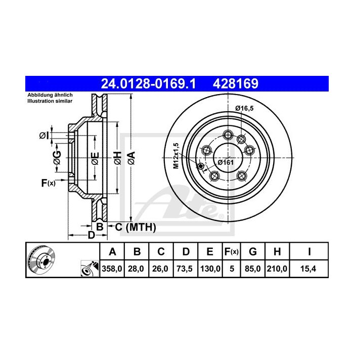 ATE Bremsscheibe 24.0128-0169.1