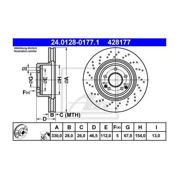 ATE Bremsscheibe 24.0128-0177.1