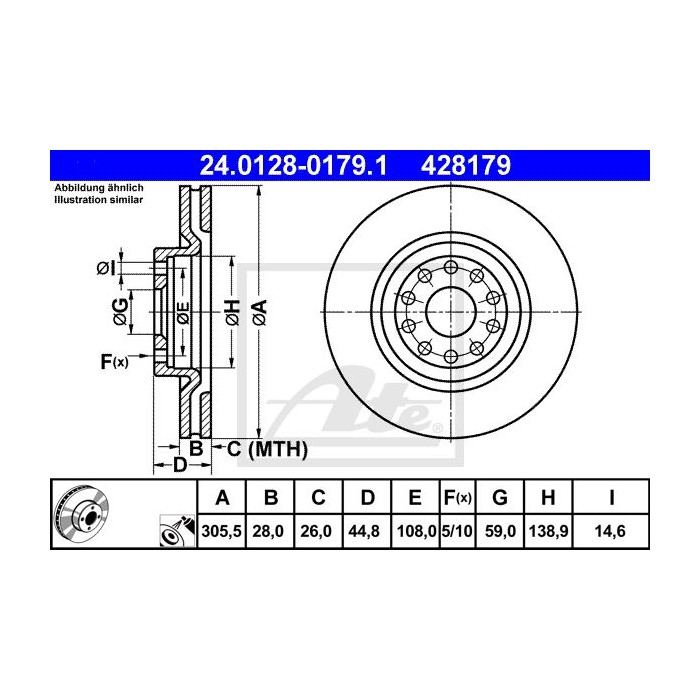 ATE Bremsscheibe 24.0128-0179.1