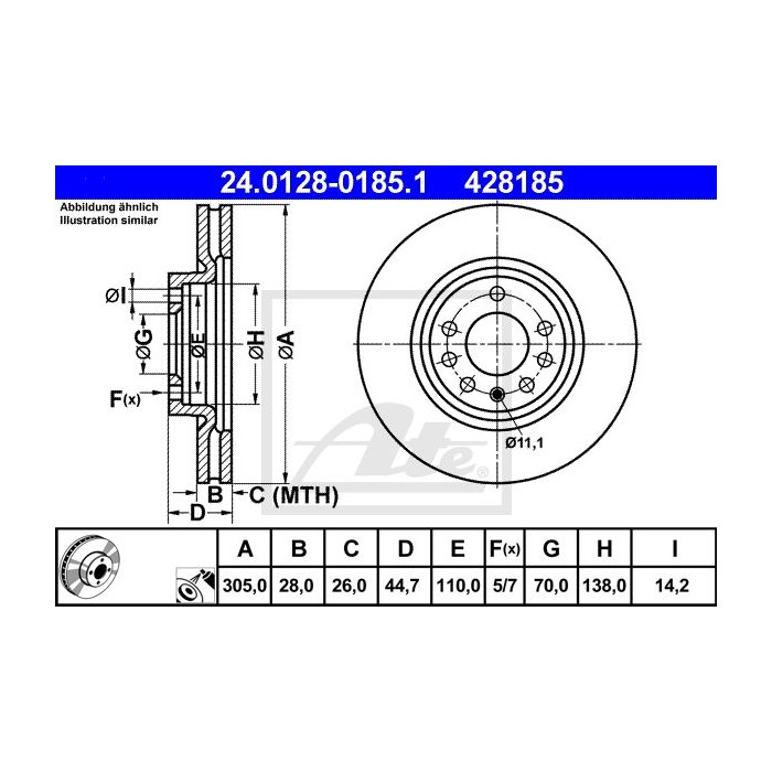 ATE Bremsscheibe 24.0128-0185.1