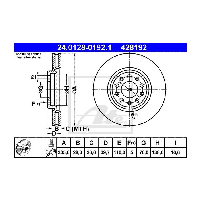 ATE Bremsscheibe 24.0128-0192.1