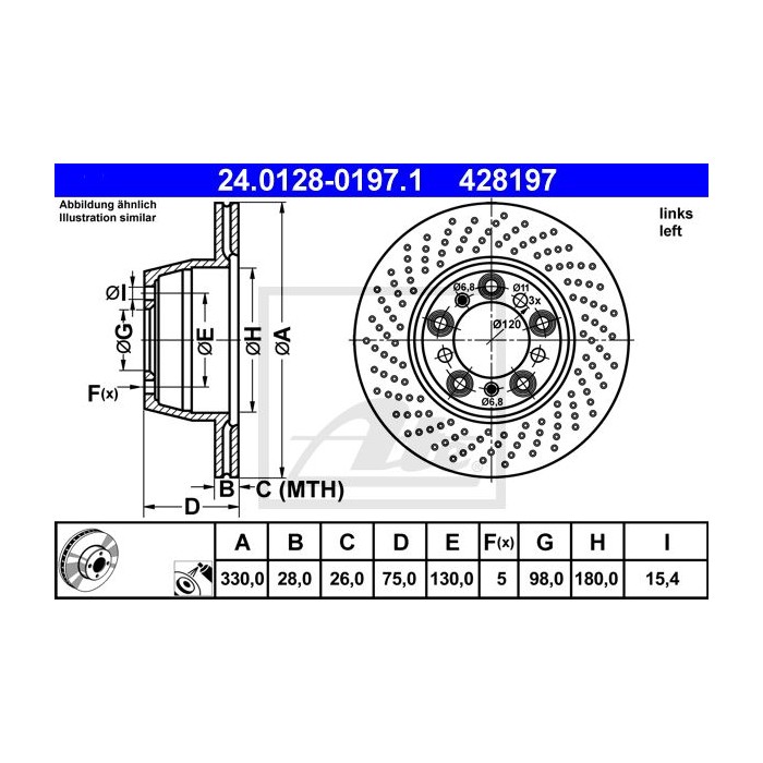 ATE Bremsscheibe 24.0128-0197.1